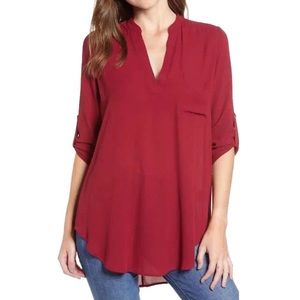 🎀 5/$25 Lush burgundy red tunic blouse sz XS